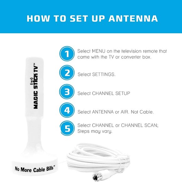 Magic Stick MS-50MAX: HDTV TV Antenna w/ Magnetic Base Indoor, Outdoor - White - Picture 8 of 10